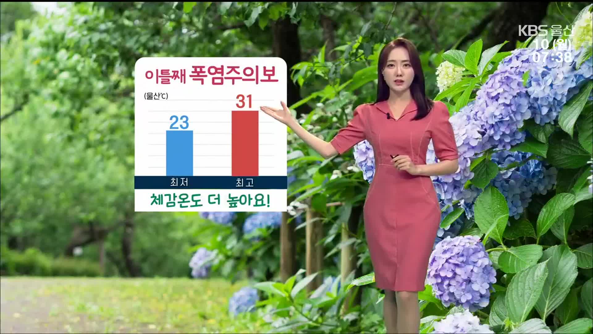 [날씨] 울산 이틀째 폭염주의보…밤까지 가끔 비