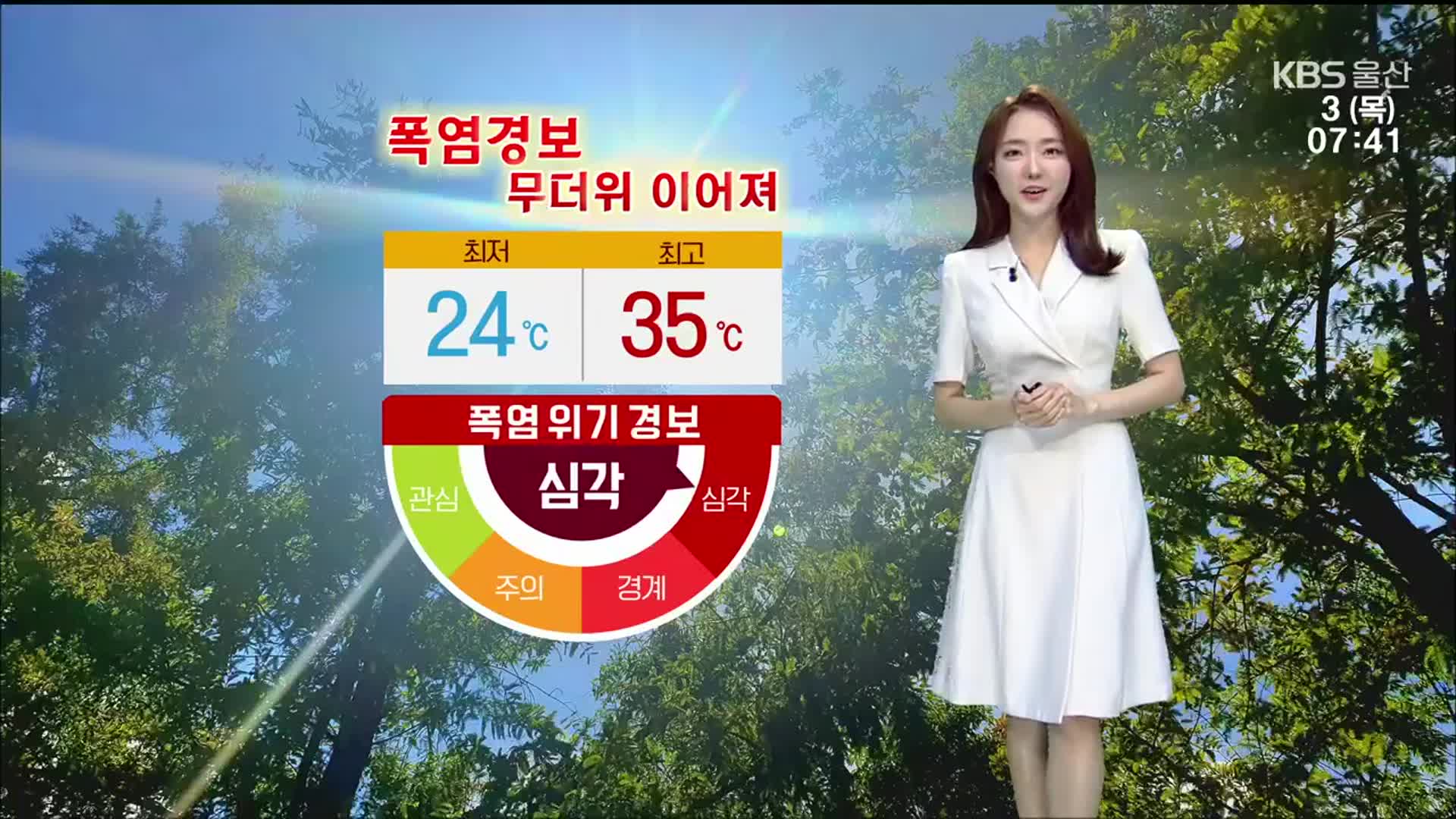 [날씨] 울산 낮 최고 35도 ‘폭염경보’…곳곳 소나기