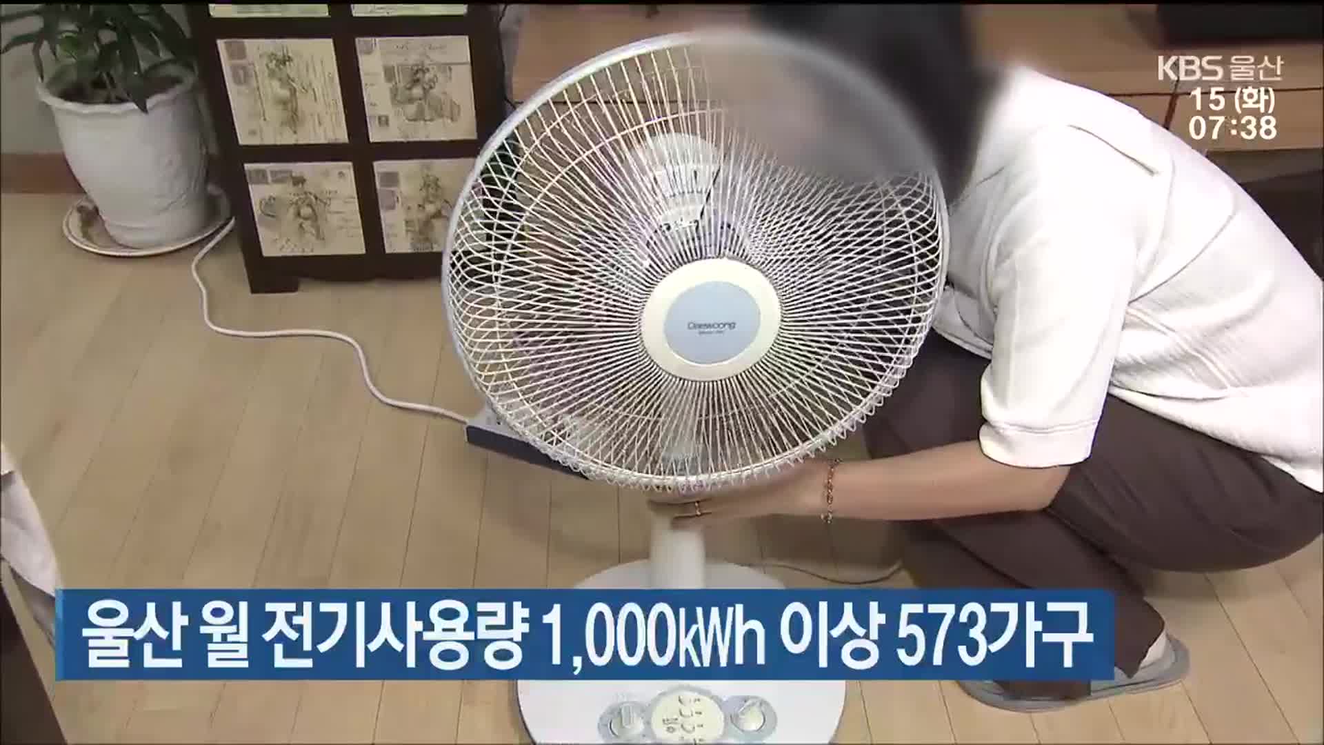 울산 월 전기사용량 1,000㎾h 이상 573가구