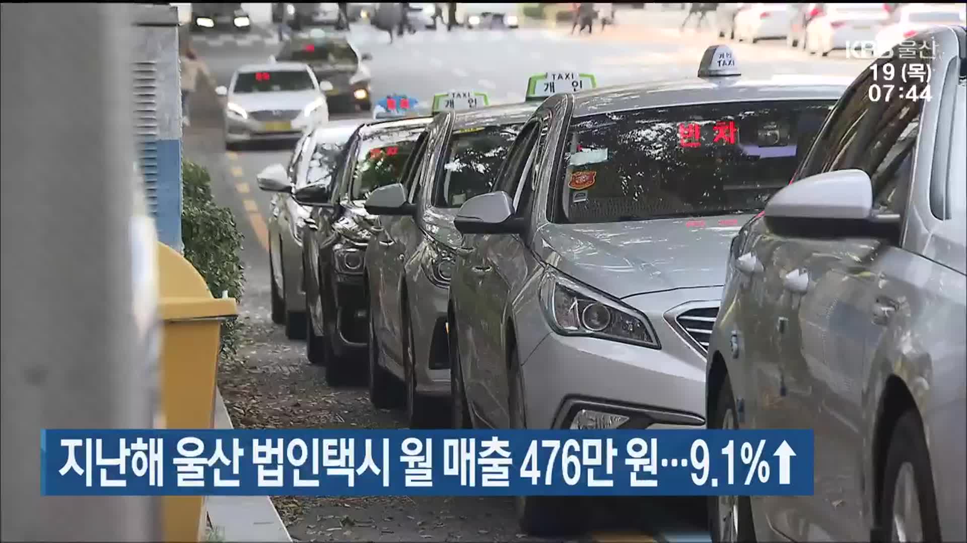 지난해 울산 법인택시 월 매출 476만 원…9.1%↑