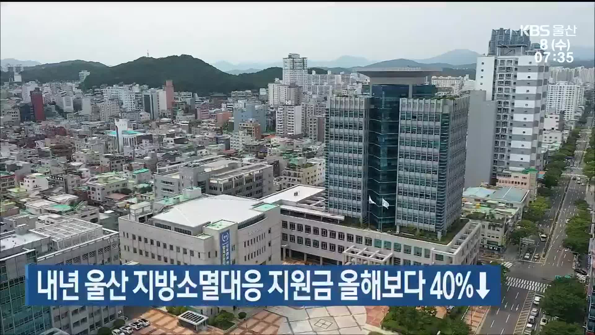 내년 울산 지방소멸대응 지원금 올해보다 40%↓