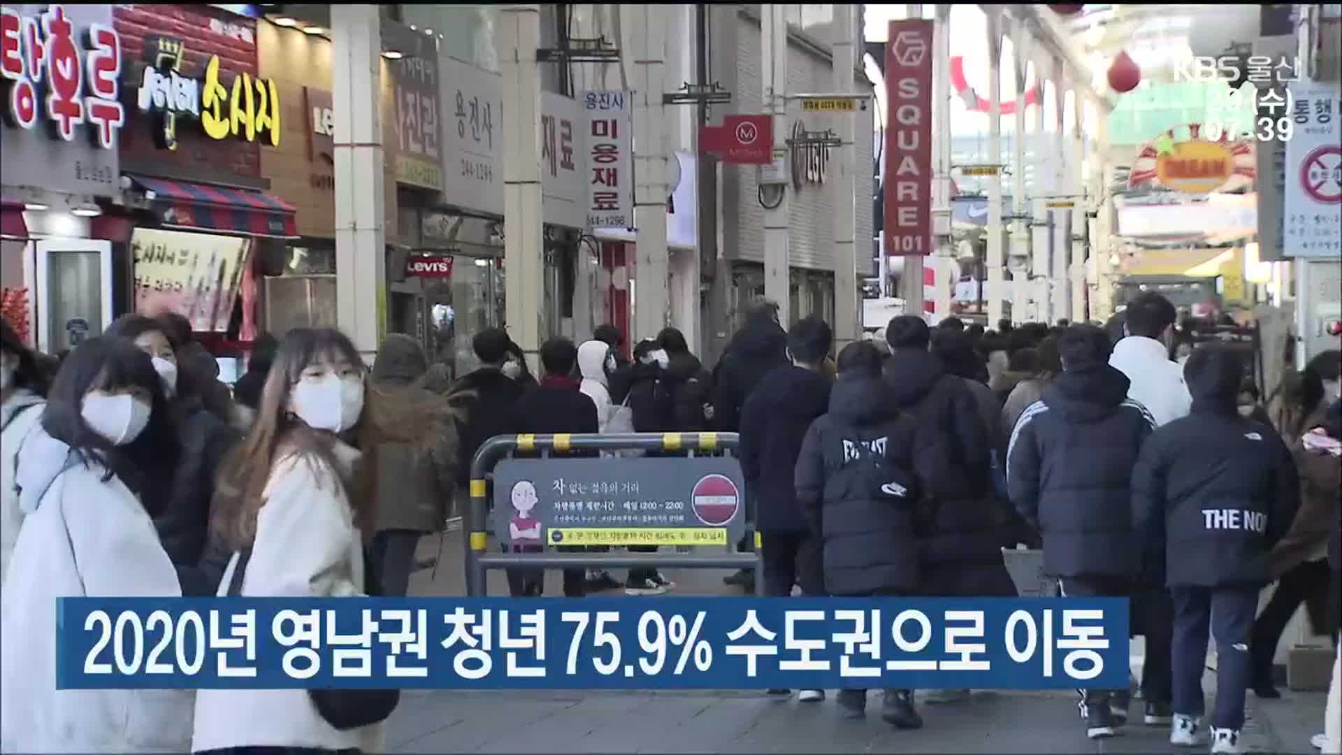 2020년 영남권 청년 75.9% 수도권으로 이동