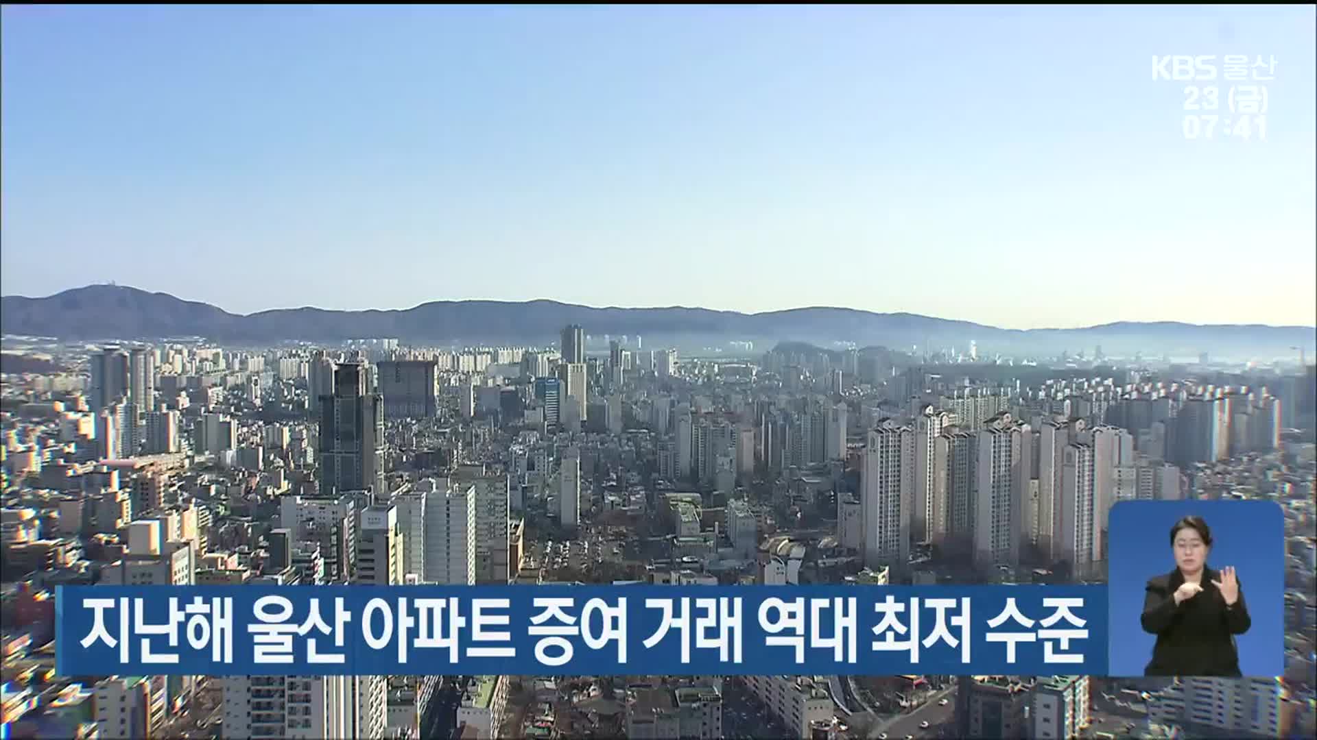 지난해 울산 아파트 증여 거래 역대 최저 수준