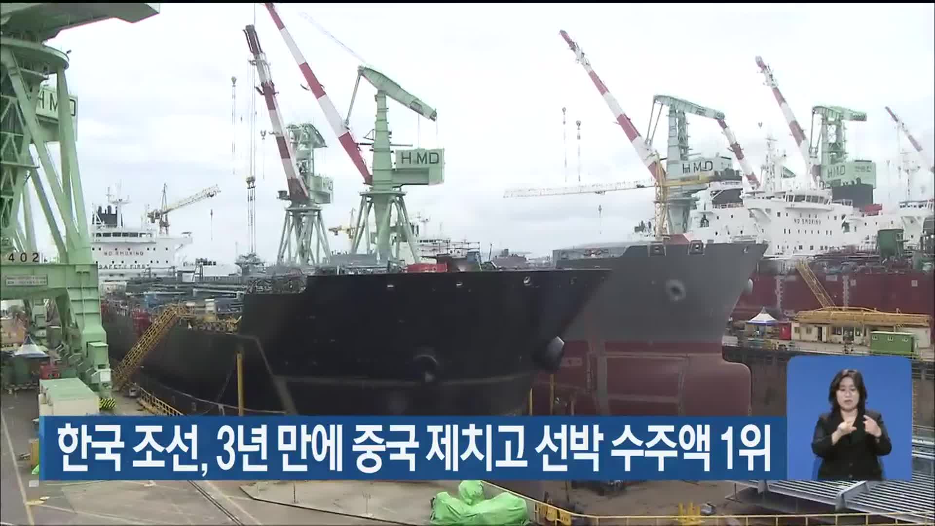 한국 조선, 3년 만에 중국 제치고 선박 수주액 1위
