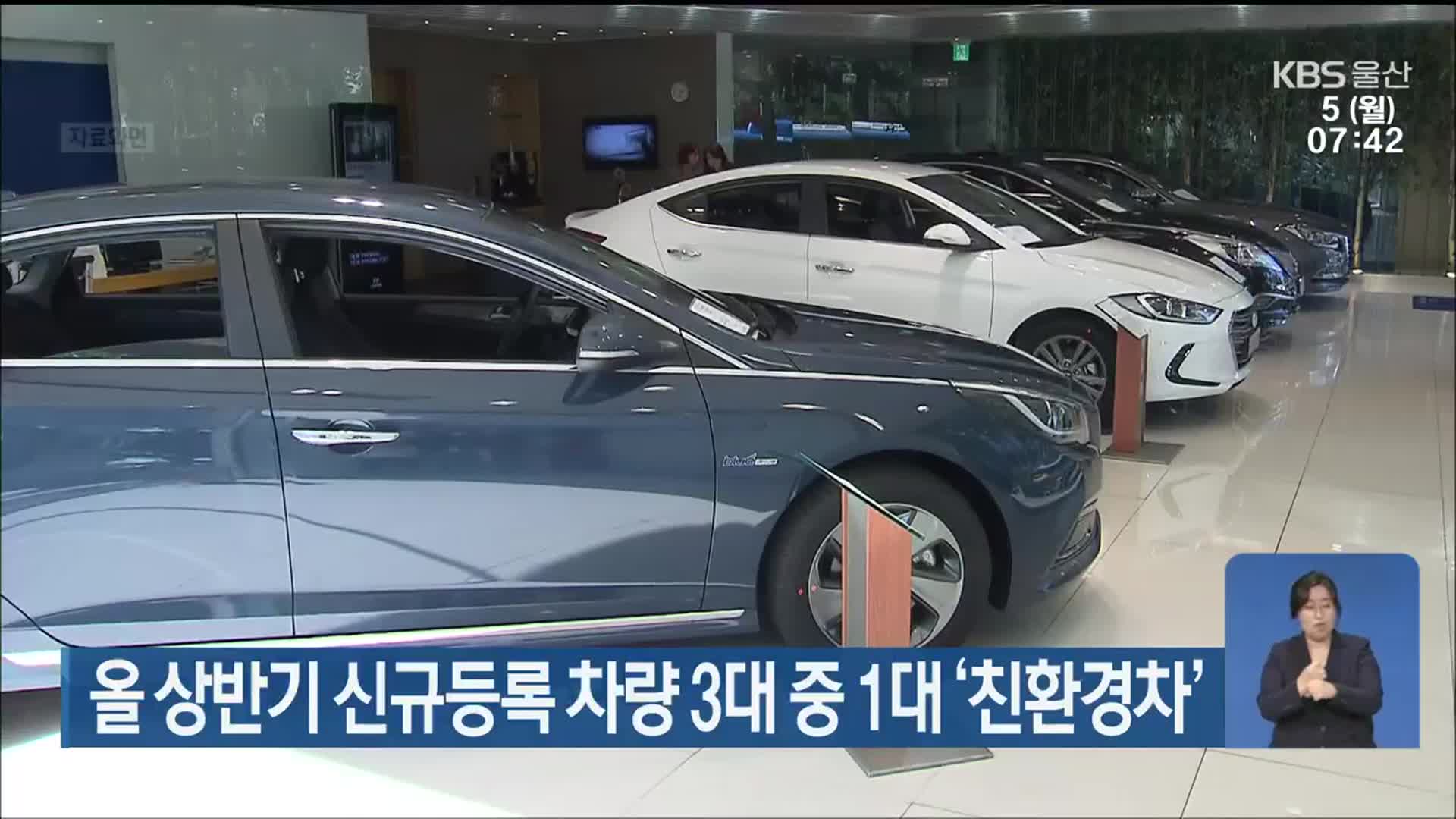 올 상반기 신규등록 차량 3대 중 1대 ‘친환경차’