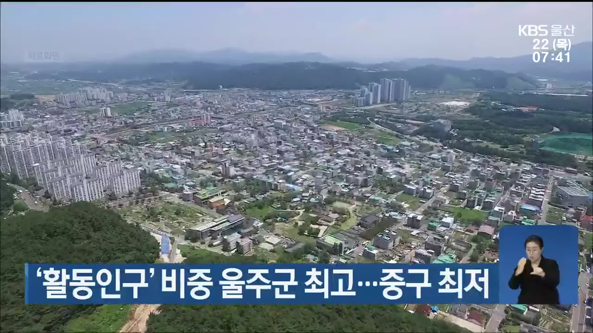 ‘활동인구’ 비중 울주군 최고…중구 최저