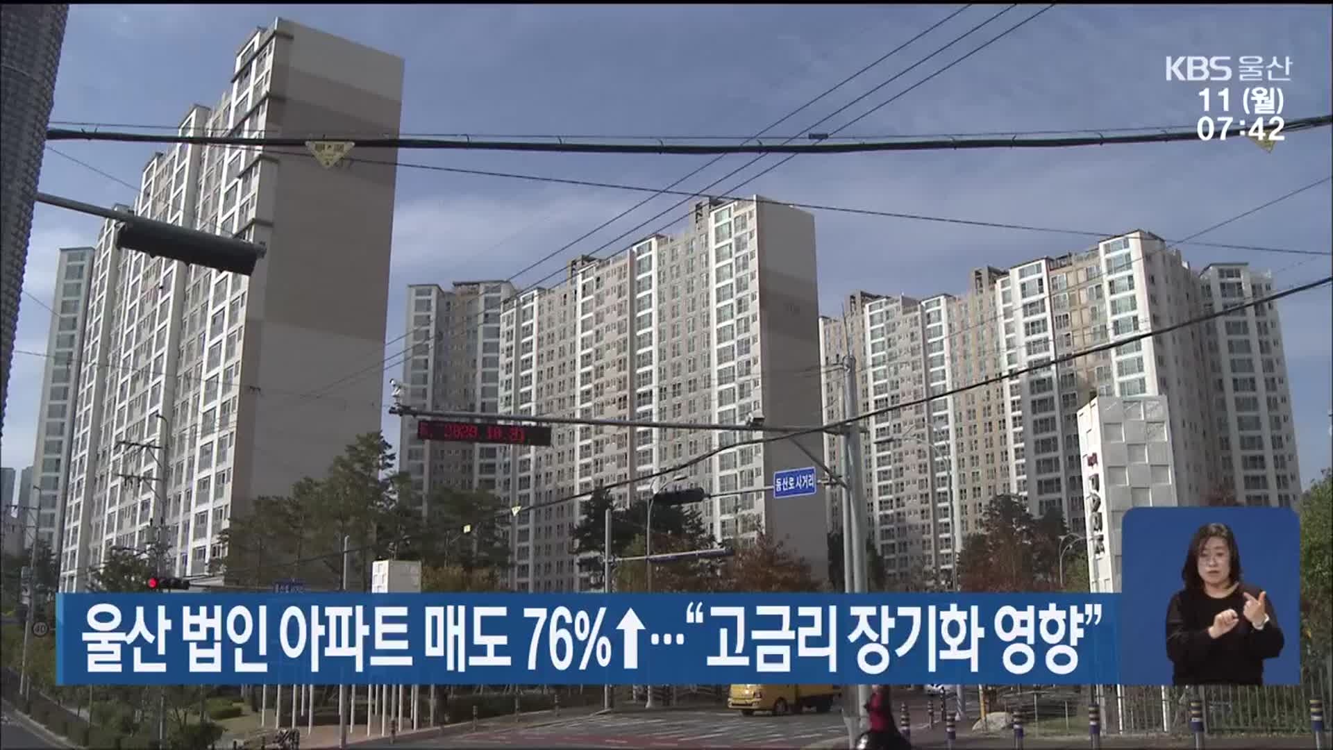울산 법인 아파트 매도 76%↑…“고금리 장기화 영향”