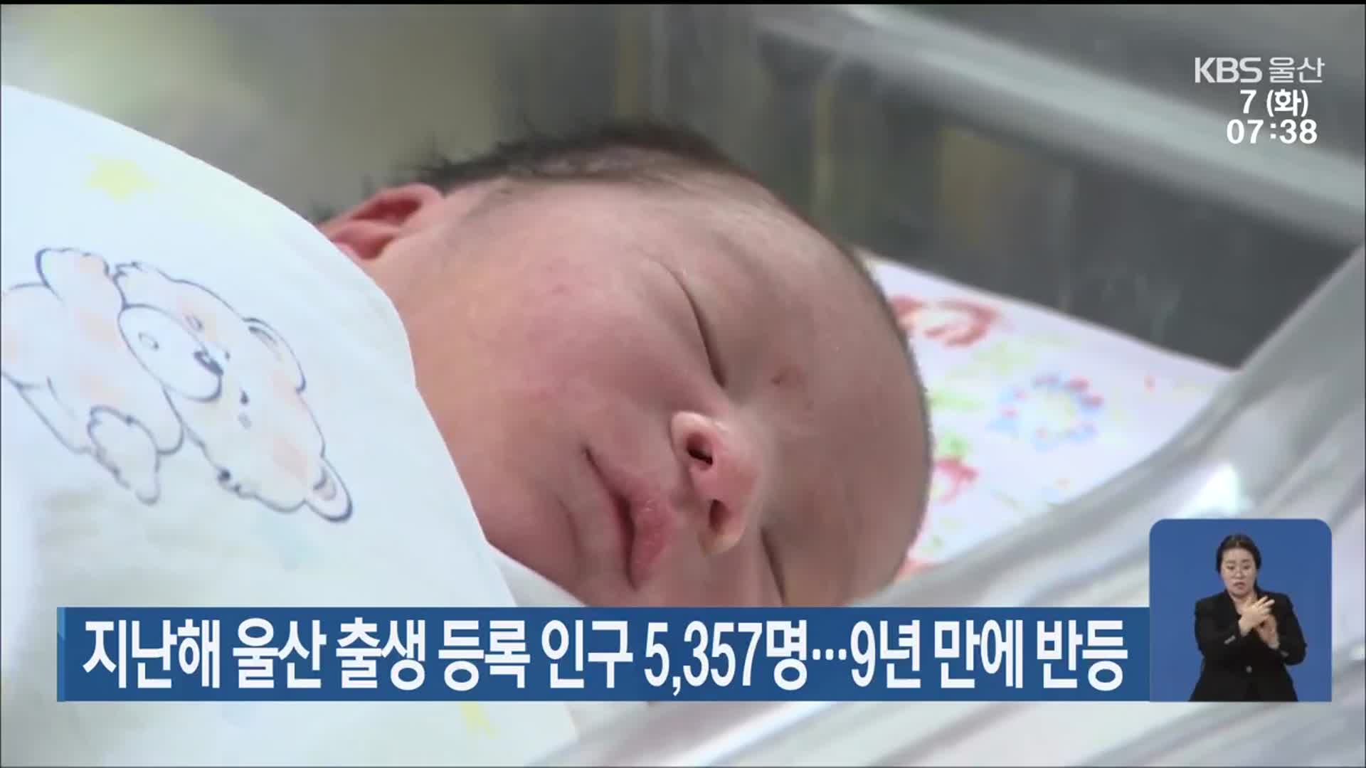 지난해 울산 출생 등록 인구 5,357명…9년 만에 반등