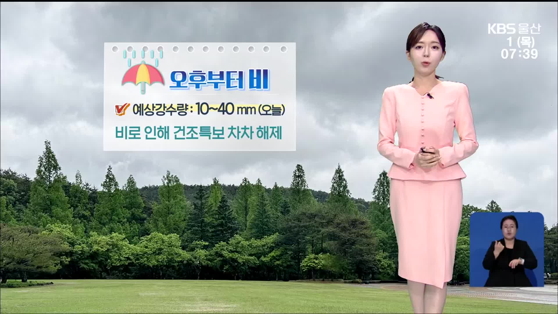 [날씨] 울산 오후부터 차차 비…예상 강수량 10~40mm