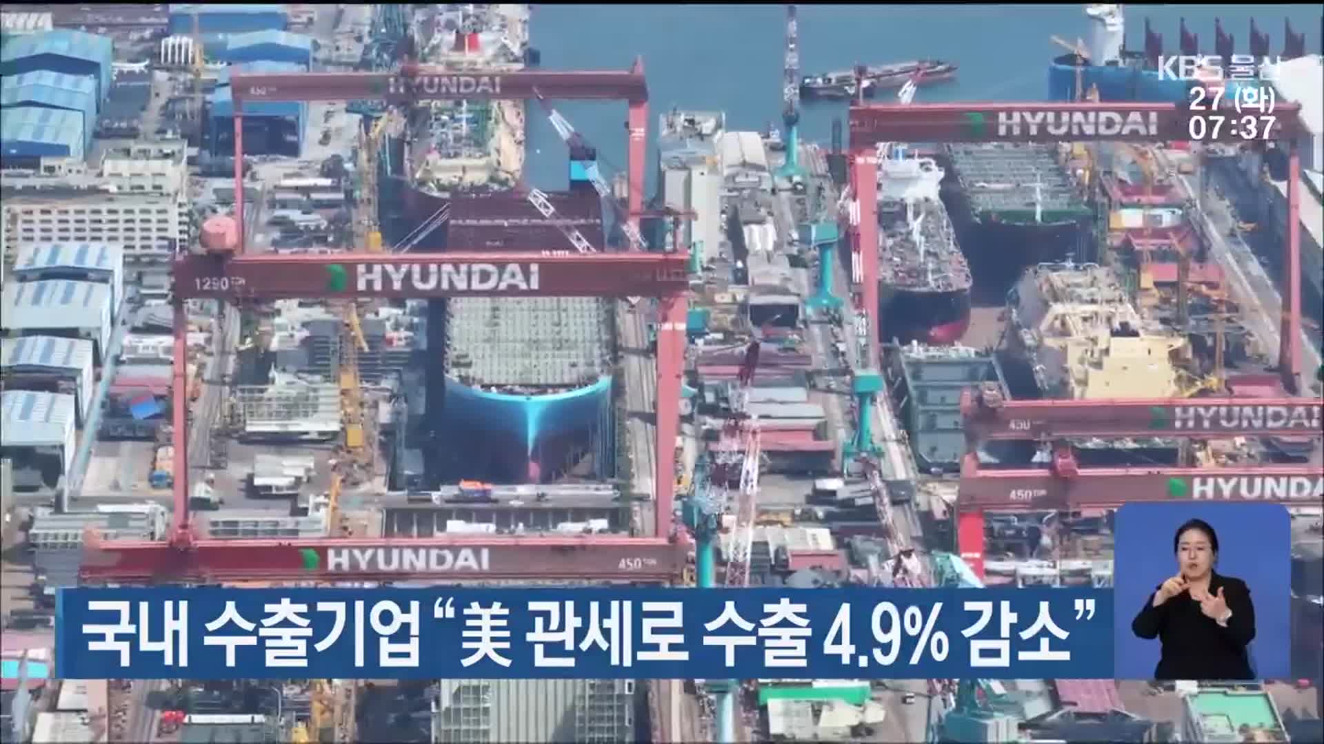 국내 수출기업 “美 관세로 수출 4.9% 감소”