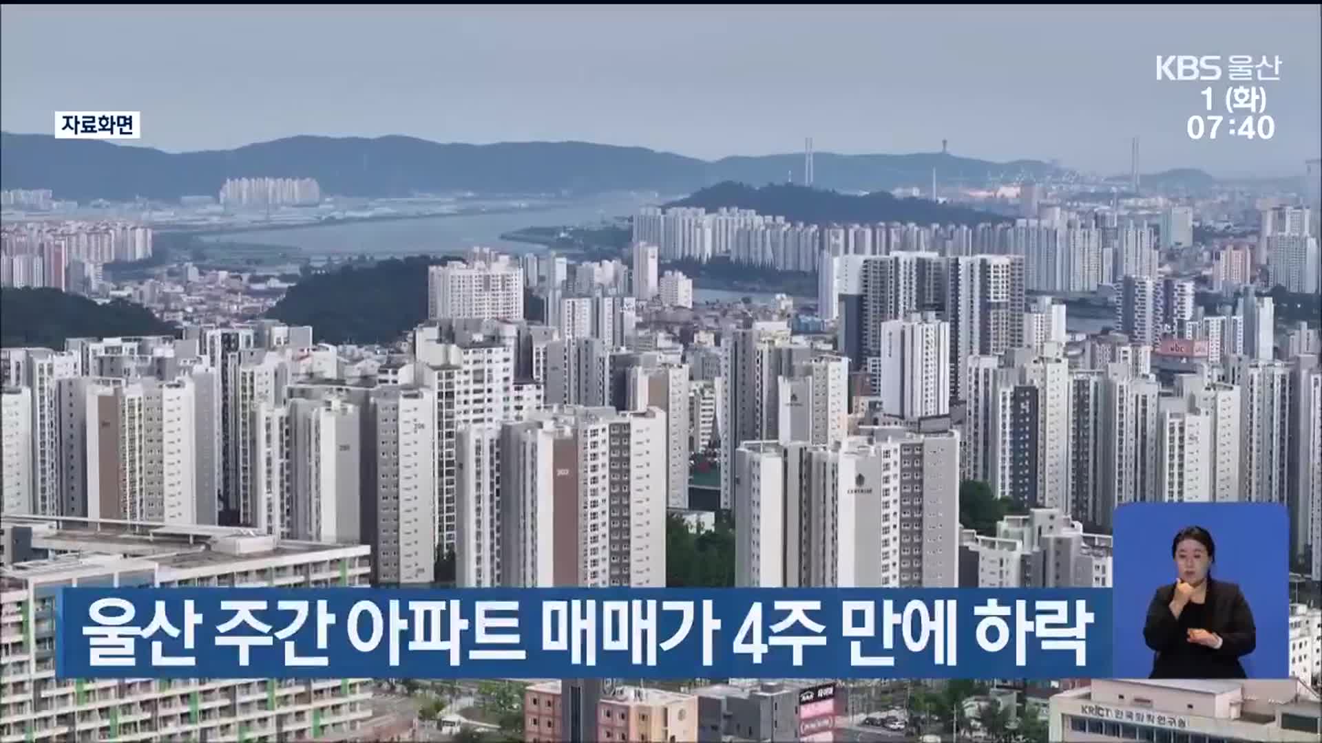 울산 주간 아파트 매매가 4주 만에 하락