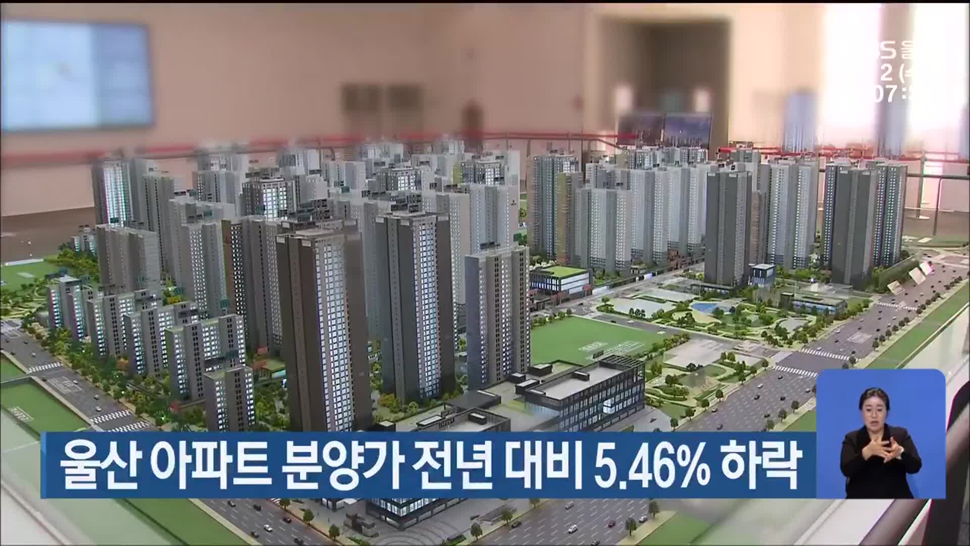 울산 아파트 분양가 전년 대비 5.46% 하락