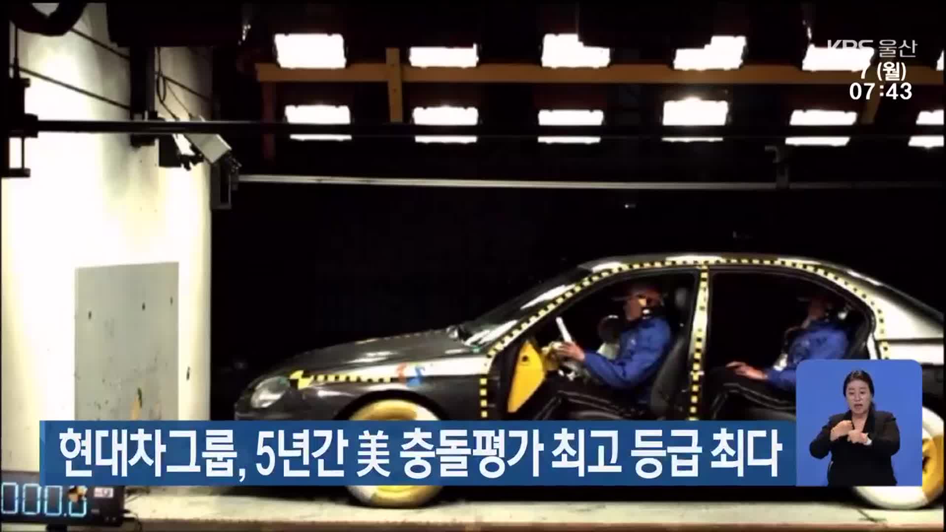 현대차그룹, 5년간 美 충돌평가 최고 등급 최다