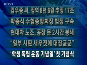 [주요단신] 김우중씨 징역 8년 6월 추징 17조 外 4건 