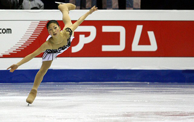 16일 경기도 고양시 어울림누리 빙상장에서 열린 국제빙상경기연맹 주최 2008 4대륙 피겨선수권대회 여자 프리스케이팅 경기에서 한국의 김채화가 열연하고 있다. 