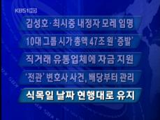 [주요 단신] 김성호·최시중 내정자 모레 임명 外 