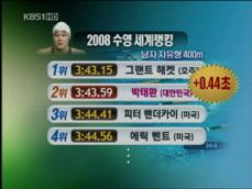 박태환, 세계 2위 기록 ‘올림픽 청신호’ 