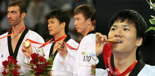 차동민(22.한국체대)이 2008 베이징올림픽 태권도에서 한국에 4번째 금메달을 안겼다. 

차동민은 23일 베이징과학기술대 체육관에서 열린 태권도 남자 80㎏급 결승에서 알렉산드로스 니콜라이디스(그리스)를 5-4로 힘겹게 제압했다. 

이로써 한국은 2000년 시드니올림픽 정식 종목이 된 태권도 남자 80㎏이상급에서 김경훈(시드니)-문대성(아테네)에 이어 차동민까지 3회 연속 정상을 지켰다.

또 사상 처음으로 출전한 4명의 선수가 모두 금메달을 따내는 쾌거를 이뤄냈다.
 