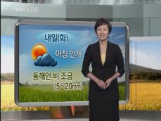 내일 아침 안개, 동해안 비 조금 