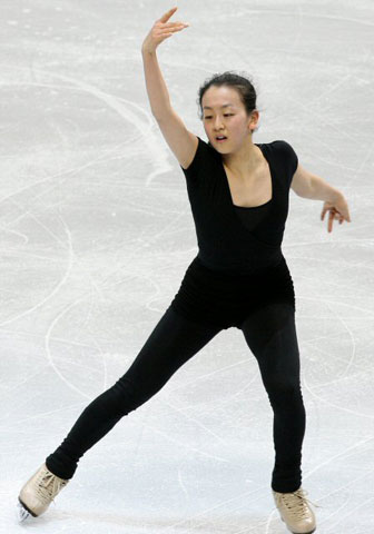 4일 오전 캐나다 밴쿠버 퍼시픽 콜리세움에서 열린 2009 국제빙상경기연맹(ISU) 4대륙 피겨선수권대회 공식 연습, 일본의 아사다 마오가 훈련을 하고 있다. 