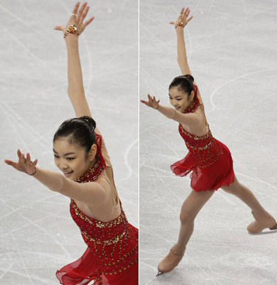 7일 캐나다 밴쿠버 퍼시픽 콜리시움에서 열린 2009 국제빙상경기연맹(ISU) 4대륙 피겨선수권대회 여자 싱글에서 김연아가 아름다운 연기를 펼치고 있다. 