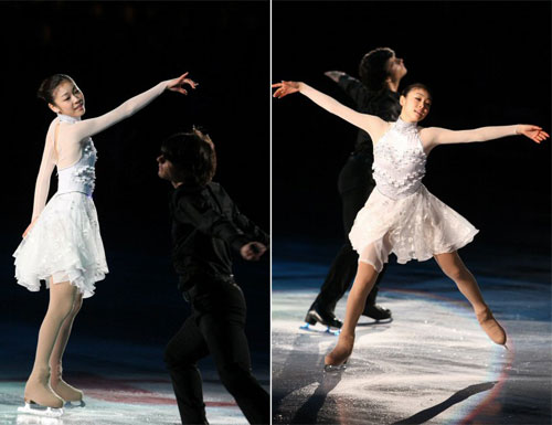 24일 오후 고양시 킨텍스에서 열린 '페스타 온 아이스 2009'에서 피겨퀸 김연아가 스테판 랑비엘과 환상적인 페어연기를 펼치고 있다. 