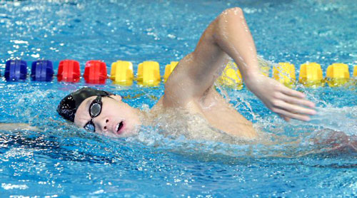 2009 국제수영연맹(FINA) 세계수영선수권대회에 참가하는 박태환 선수가 16일 오후 태릉선수촌에서 수영을 하고 있다. 