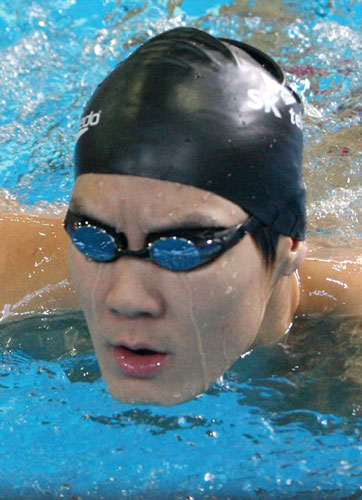 2009 국제수영연맹(FINA) 세계수영선수권대회에 참가하는 박태환 선수가 16일 오후 태릉선수촌에서 수영을 하고 있다. 