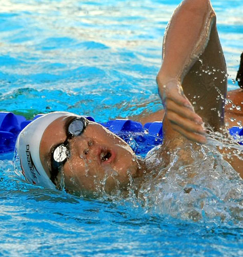 2009로마 세계수영선수권대회에 출전한 박태환 선수가 23일 오후(현지시각) 이탈리아 로마 포로 이탈리코 메인수영장에서 첫 공식 훈련을 하고 있다. 