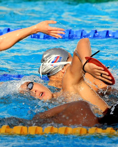 2009로마 세계수영선수권대회에 출전한 박태환 선수가 23일 오후(현지시각) 이탈리아 로마 포로 이탈리코 메인수영장에서 첫 공식 훈련을 하고 있다. 
