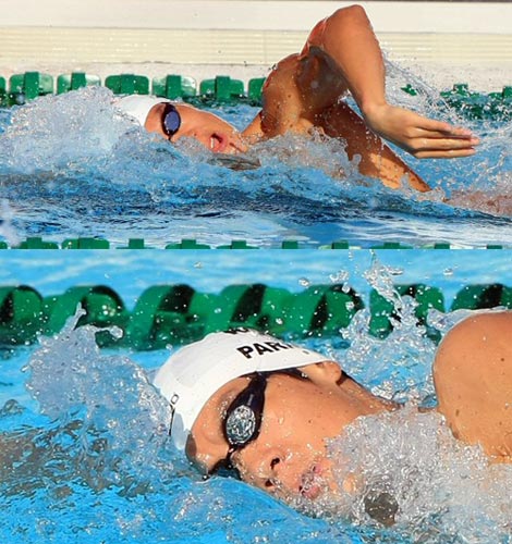  25일 오전(현지시각) 이탈리아 로마 포로 이탈리코 수영장에서 박태환이 국제수영연맹(FINA) 2009 세계수영선수권에 대비한 최종 훈련을 하고 있다. 