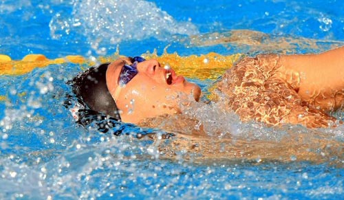  25일 오전(현지시각) 이탈리아 로마 포로 이탈리코 수영장에서 박태환의 경쟁상대인 중국의 장린이 국제수영연맹(FINA) 2009 세계수영선수권에 대비한 최종 훈련을 하고 있다. 
