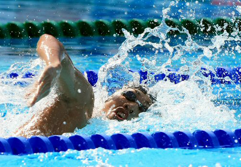  2009로마 세계수영선수권대회에 출전한 장상진이 26일 오전(현지시각) 이탈리아 로마 포로 이탈리코 메인풀에서 열린 남자 자유형 400m 예선에서 역영하고 있다. 