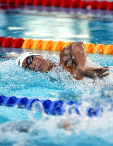 27일(현지시각) 이탈리아 로마 포로 이탈리코 메인풀에서 열린 국제수영연맹(FINA) 세계수영선수권 남자 자유형 200m 준결승, 박태환이 역영하고 있다. 