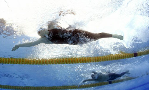 29일(한국시각) 이탈리아 로마 포로 이탈리코 수영장에서 열린 남자 자유형 200m 결승에서 독일의 비더만이 힘찬 레이스를 펼치고 있다. 