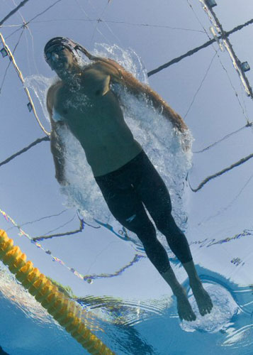 30일(한국시간) 이탈리아 로마의 포로 이탈리코 콤플렉스에서 열린 2009 로마 세계수영선수권대회 남자 접영 200ｍ 결승에서 펠프스가 역영하고 있다. 