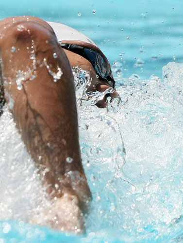 2009로마 세계수영선수권대회에 출전한 마린보이 박태환이 1일 오전(현지시각) 이탈리아 로마 포로 이탈리코 메인풀에서 열린 남자 자유형 1500m 예선에서 역영하고 있다. 