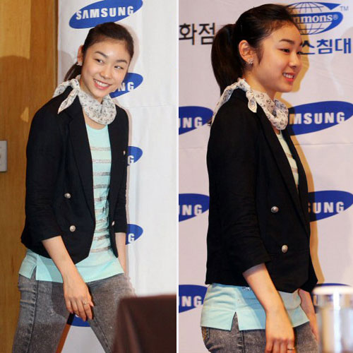 13일 오후 서울 장충동 신라호텔에서 열린 '삼성 애니콜 하우젠 아이스 올스타 2009' 기자회견에서 김연아가 회견장으로 들어오고 있다. 