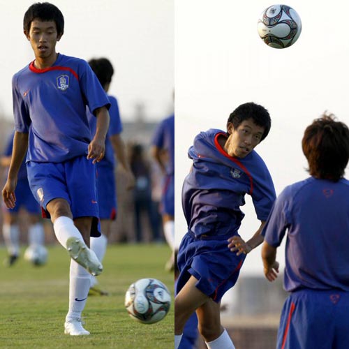 8일 오후(현지시간) 이집트 수에즈 마리나 연습경기장에서 한국 U-20 축구 대표팀  중 유일한 고교생인 최성근이 훈련을 하고 있다. 