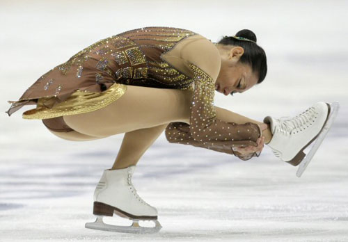 24일(현지 시각) ISU 그랜드 프릭스 피겨 스케이팅 컵 여자 프리 프로그램에서 일본의 안도 미키가 연기를 선보이고 있다. 